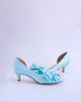 Abby Blue Box Bridal Heels with Handmade Bow on the Toe - Ellie Wren