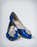 Abby Royal Blue Bridal Heels with Silver Vintage Adornment - Ellie Wren