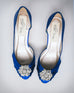 Abby Royal Blue Bridal Heels with Silver Vintage Adornment - Ellie Wren