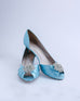 Abby Blue Box Bridal Heels with Classic Crystal Cluster - Ellie Wren
