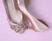 Abby Blush Bridal Heels with Rose Gold Crystal Band - Ellie Wren