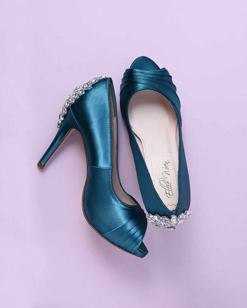 Glitter High Heels. Ombre Teal and Dark Navy Blue. Bridal Shoes. Sizes  5.5-11 - Etsy