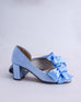 Joy Cornflower Blue Wedding Shoes with Matching Bow on the Toe - Ellie Wren